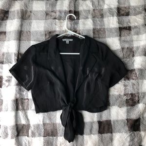 Black tye crop top